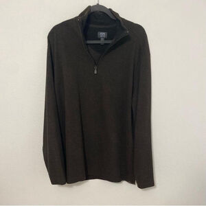 Joseph Abboud Cotton Knit Brown Half Zip Pullover Sweater XL